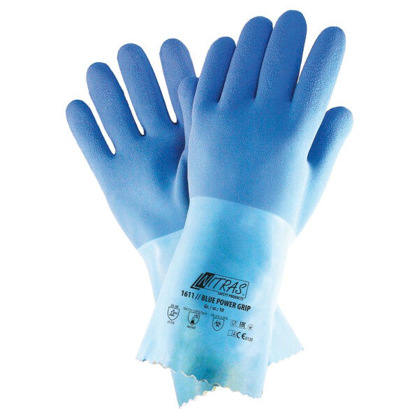 Nitras 1611 Blue Power Grip Latex-Chemikalien-Schutzhandschuhe 7 (S)